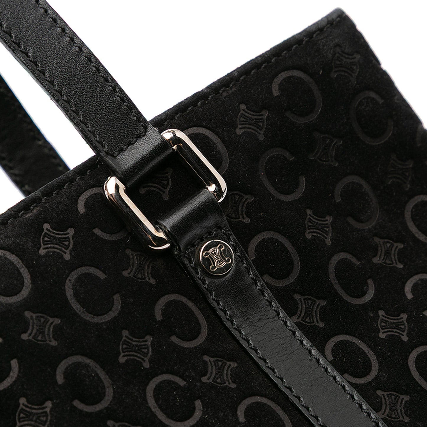 Celine C Macadam Suede Handbag Black