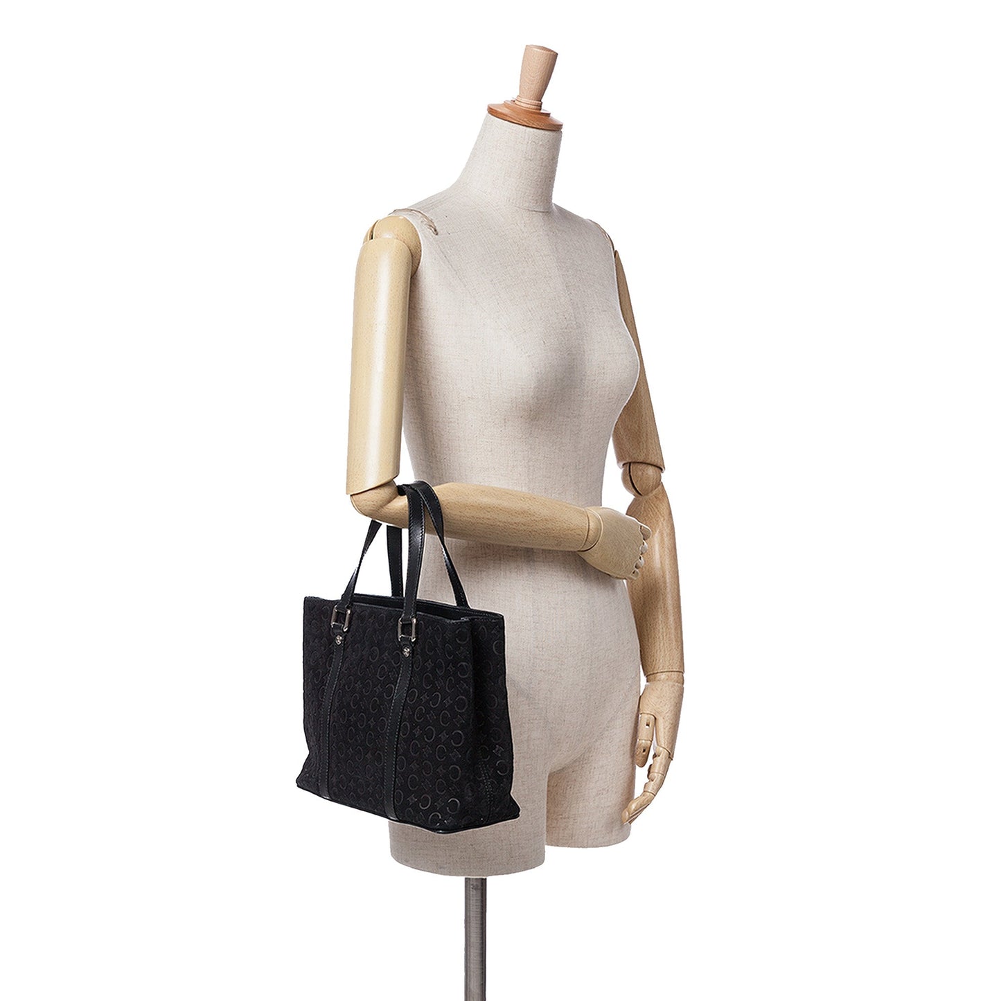 Celine C Macadam Suede Handbag Black