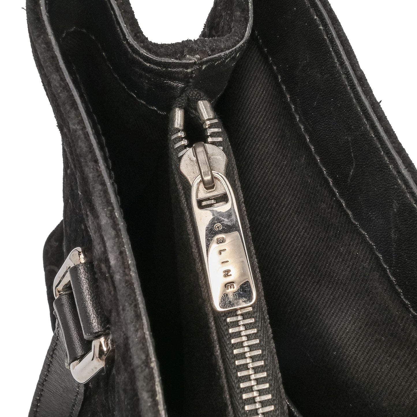 Celine C Macadam Suede Handbag Black
