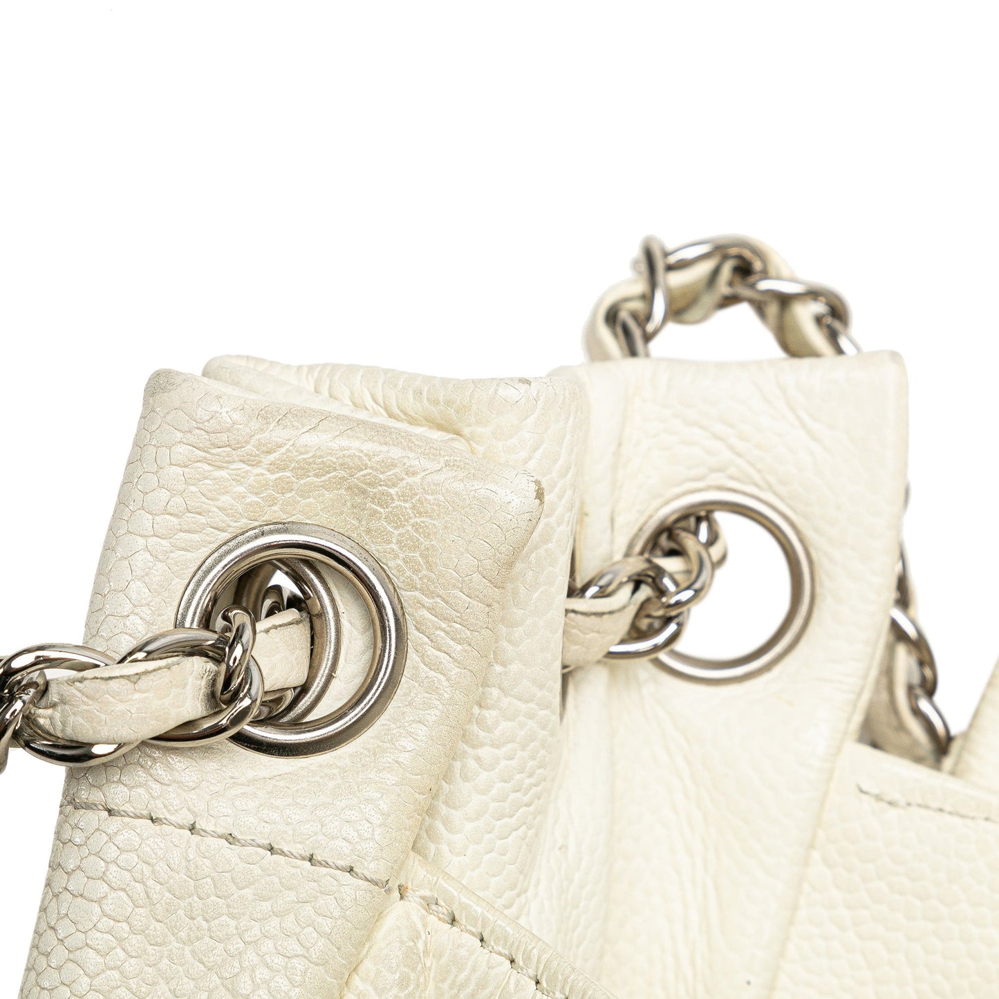 Chanel Caviar Perforated Hollywood Accordion Flap White