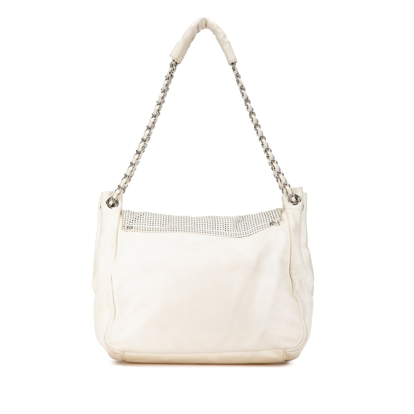 Chanel Caviar Perforated Hollywood Accordion Flap White
