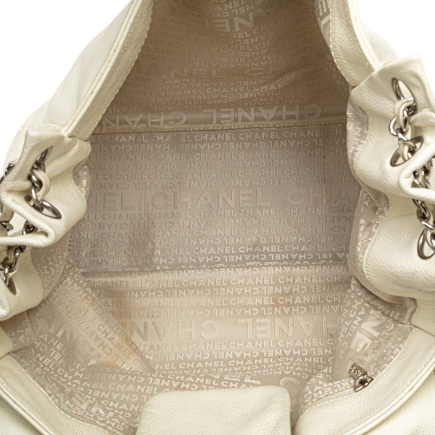 Chanel Caviar Perforated Hollywood Accordion Flap White