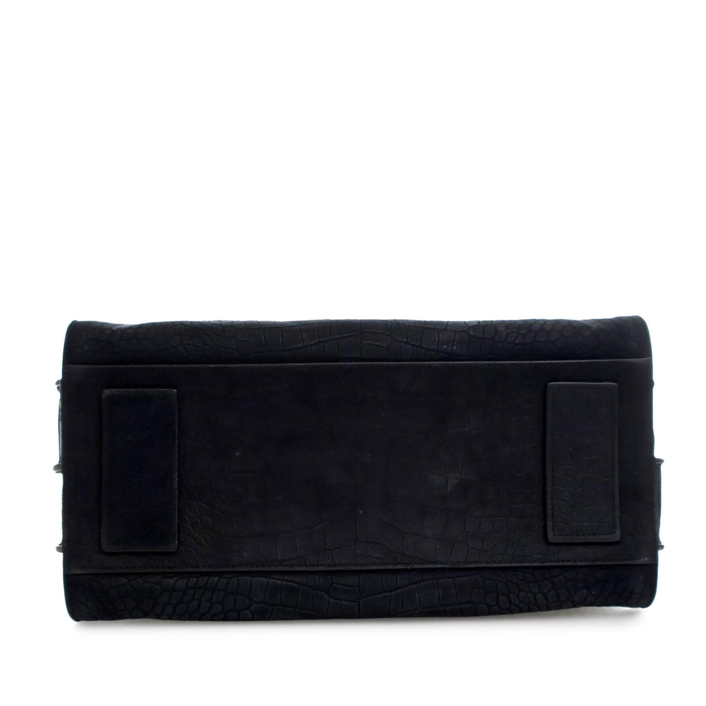 Saint Laurent Small Croc Embossed Suede Sac De Jour Satchel Black