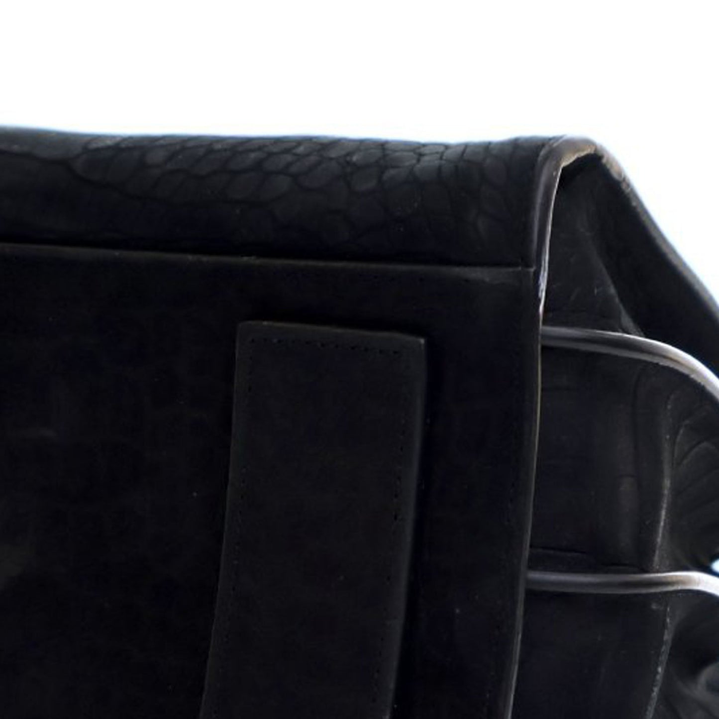 Saint Laurent Small Croc Embossed Suede Sac De Jour Satchel Black