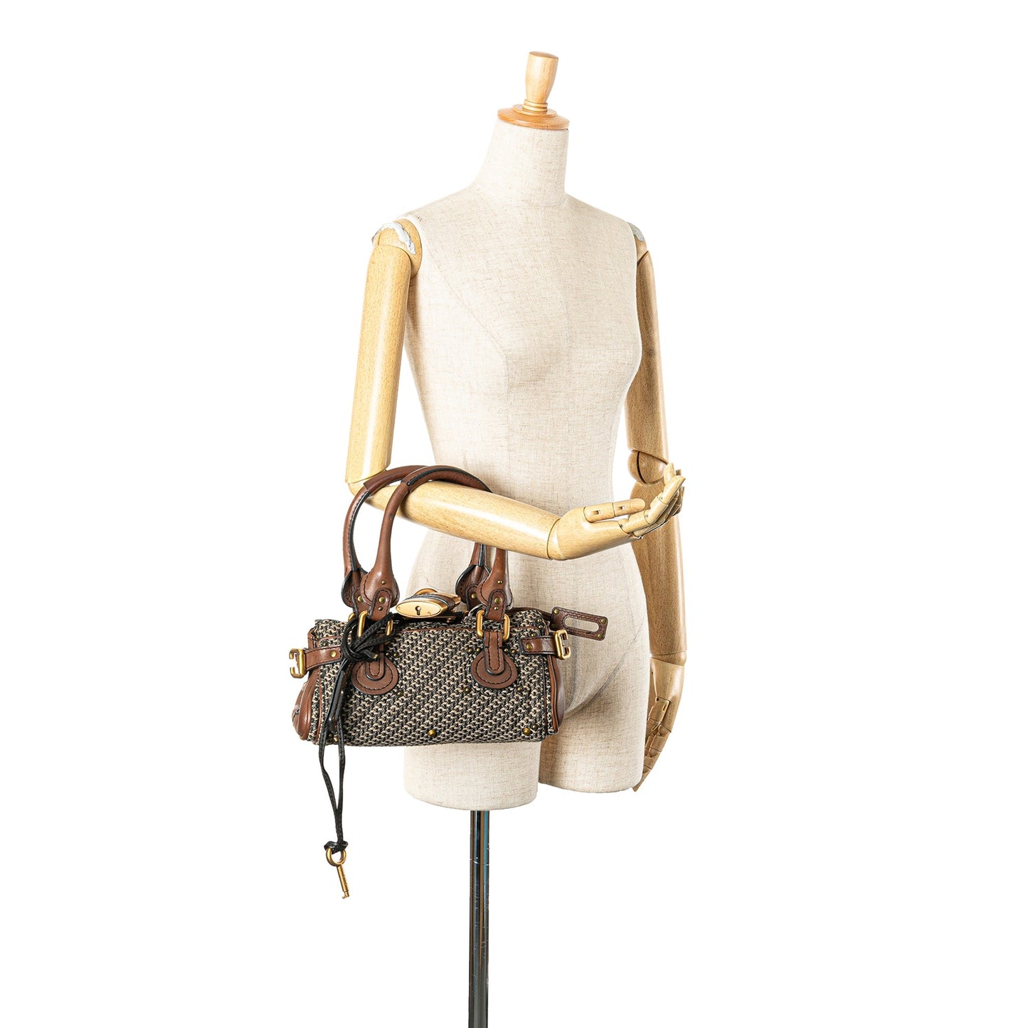 Chloé Mini Tweed Paddington Handbag Brown