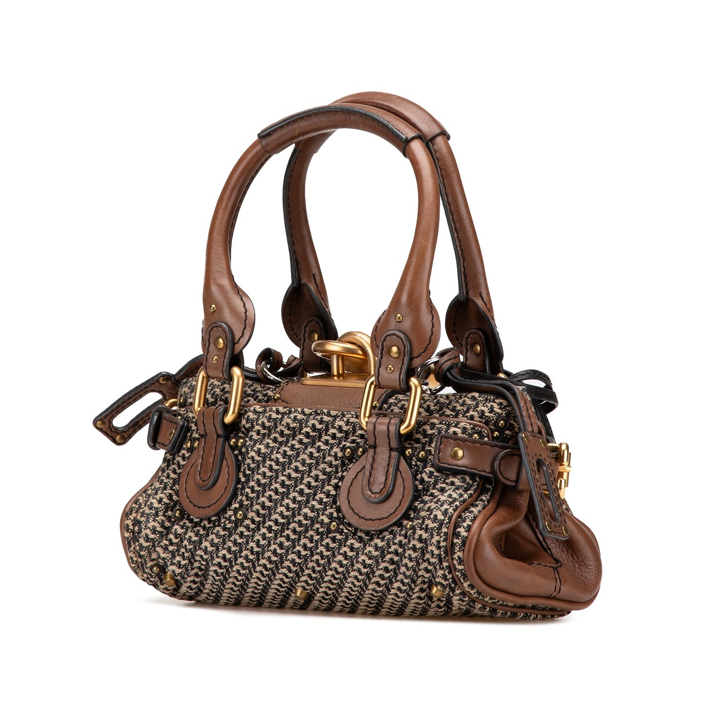 Chloé Mini Tweed Paddington Handbag Brown