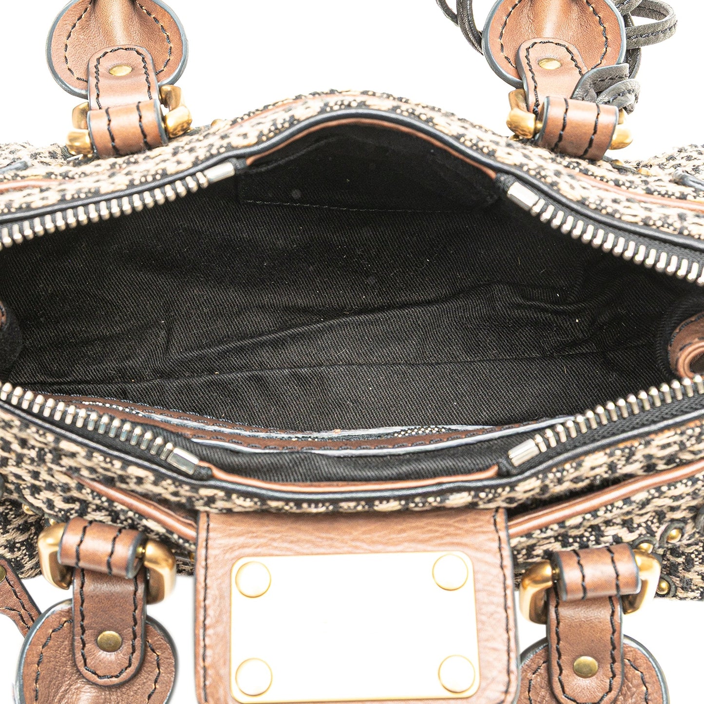 Chloé Mini Tweed Paddington Handbag Brown