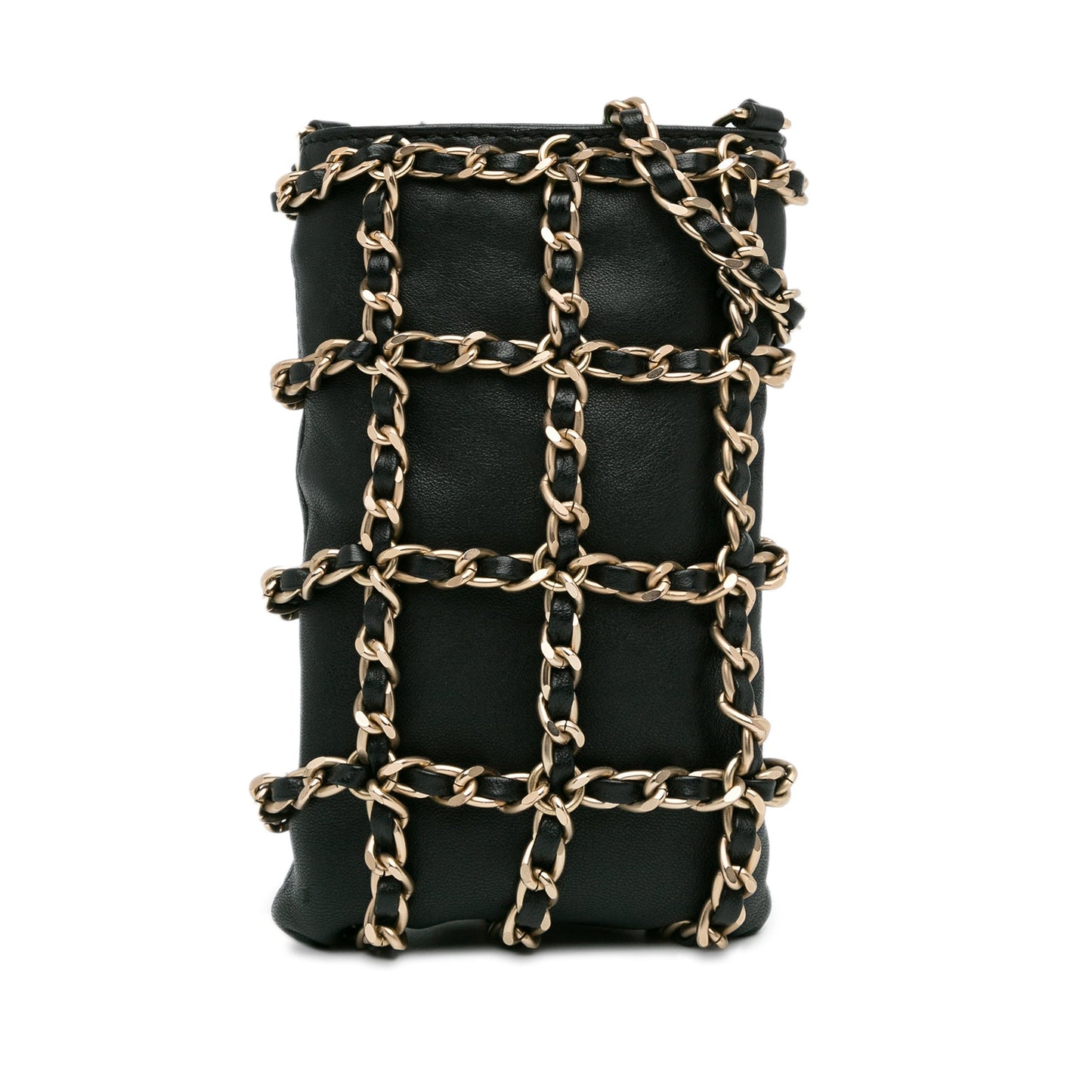 Chanel Lambskin Tech Me Out Clutch With Chain Black