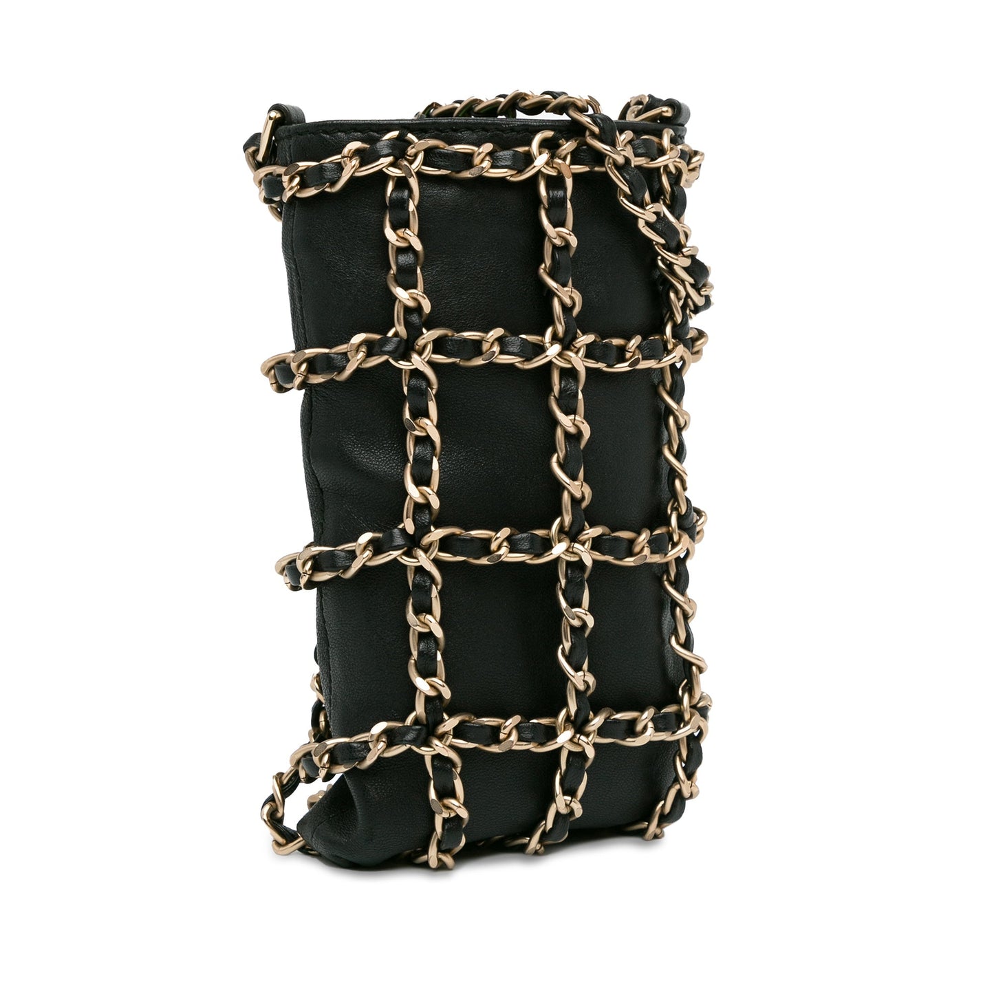 Chanel Lambskin Tech Me Out Clutch With Chain Black