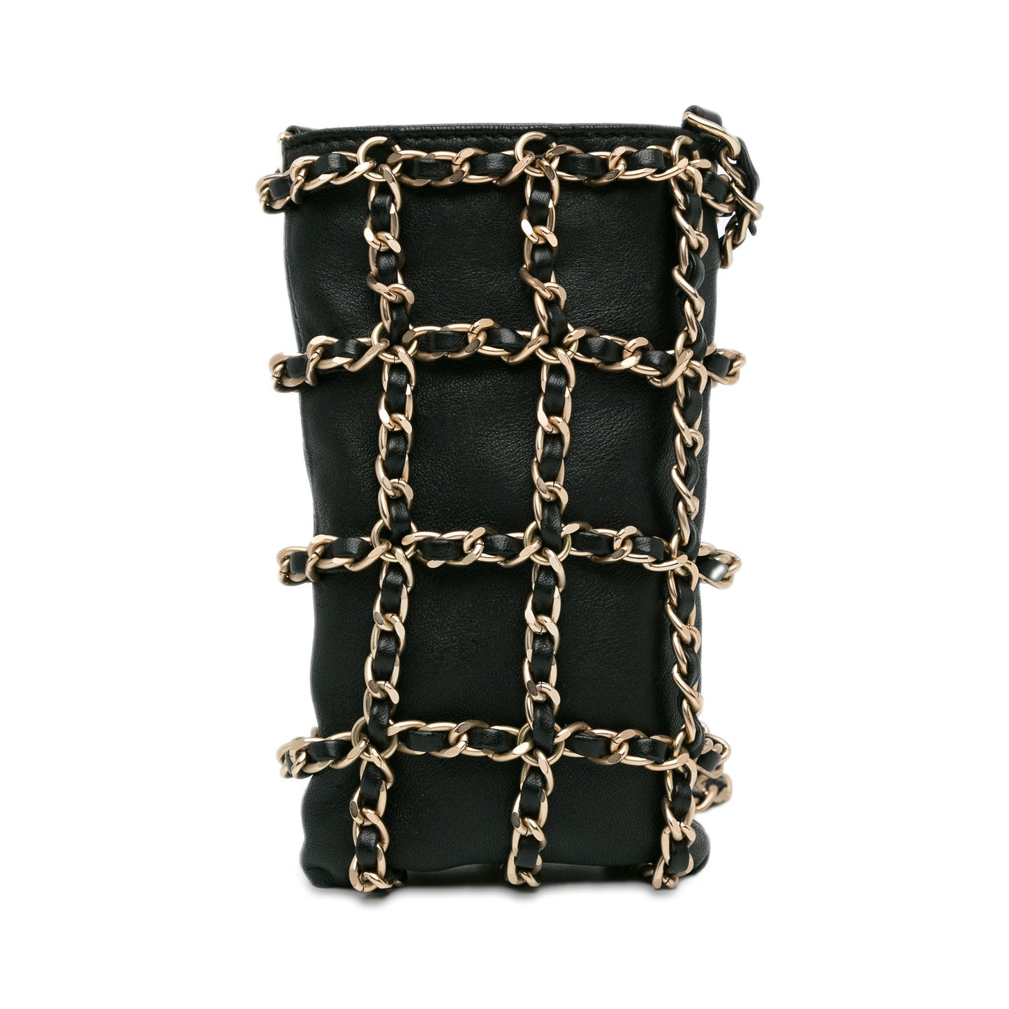 Chanel Lambskin Tech Me Out Clutch With Chain Black