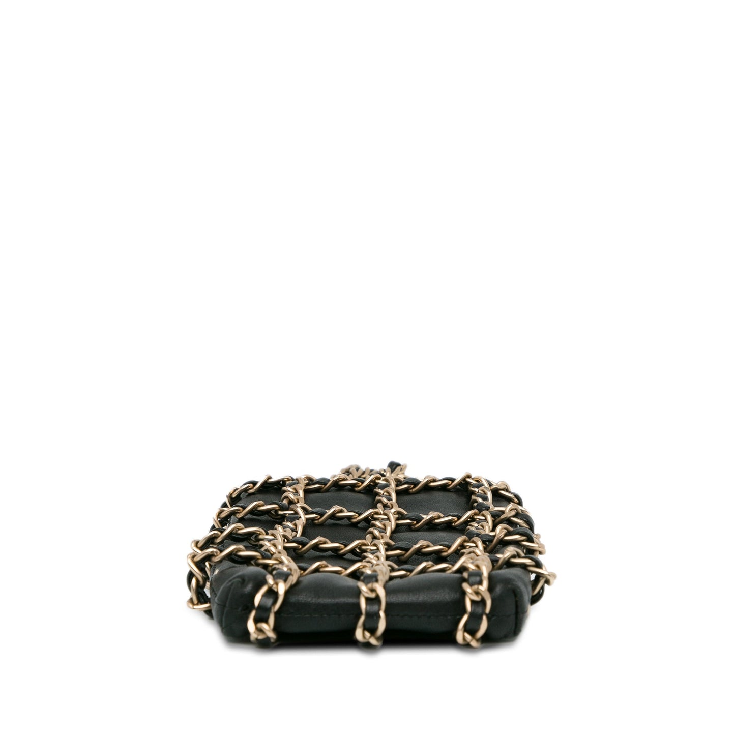 Chanel Lambskin Tech Me Out Clutch With Chain Black