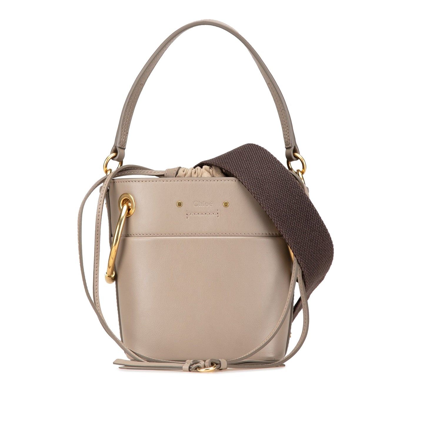 Chloé Mini Calfskin Roy Bucket Bag Brown