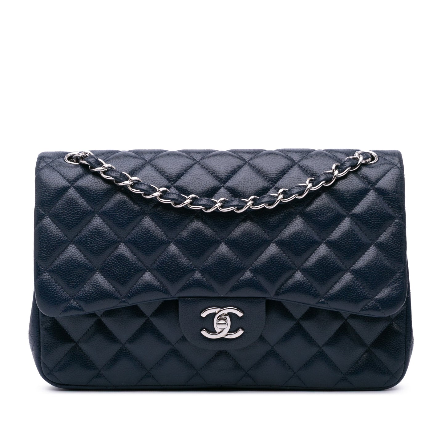 Chanel Jumbo Classic Caviar Double Flap Blue