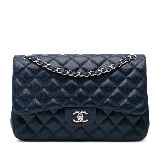 Chanel Jumbo Classic Caviar Double Flap Blue