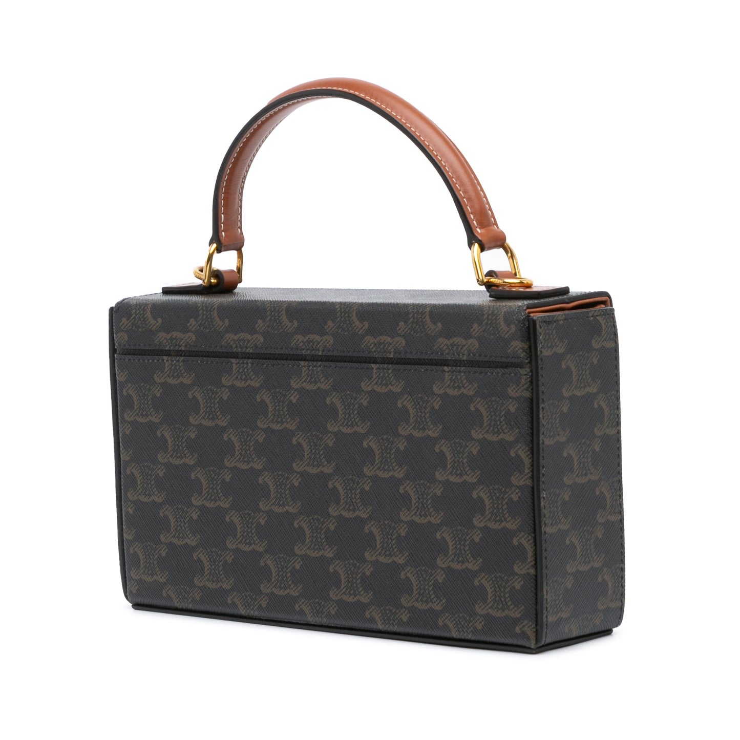 Celine Triomphe Coated Canvas Box Top Handle Bag Brown