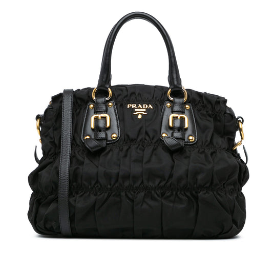 Prada Tessuto Gaufre Satchel Black