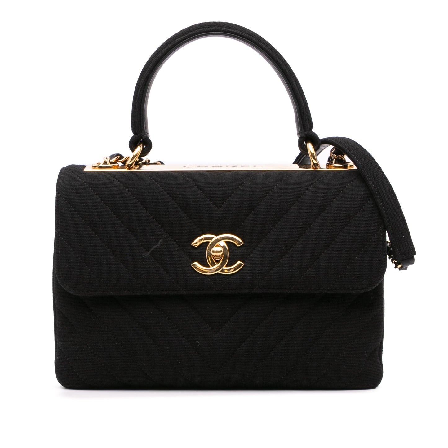 Chanel Small Chevron Jersey Trendy CC Flap Black