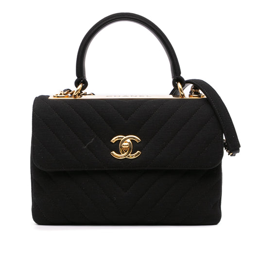 Chanel Small Chevron Jersey Trendy CC Flap Black
