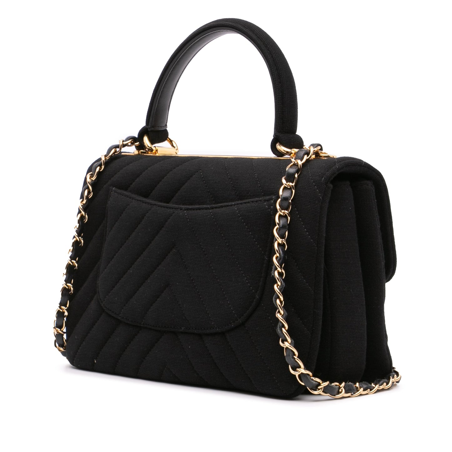 Chanel Small Chevron Jersey Trendy CC Flap Black