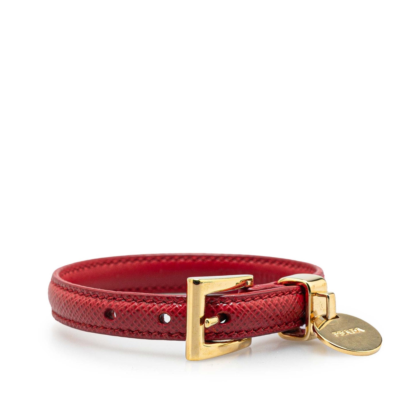 Prada Saffiano Leather Bracelet Red
