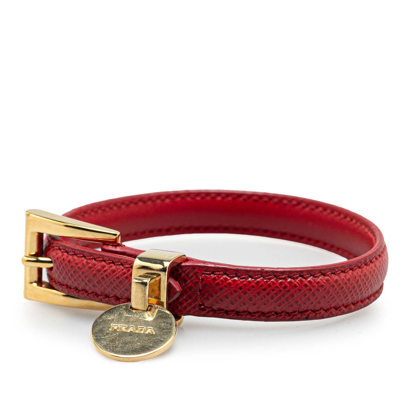 Prada Saffiano Leather Bracelet Red