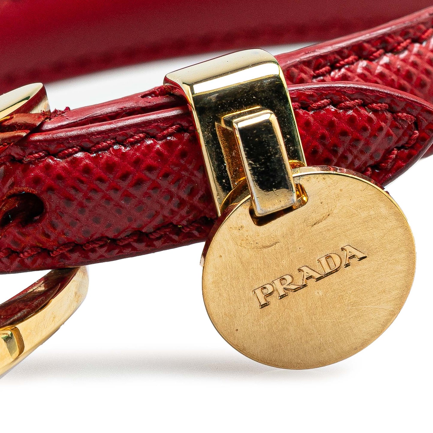 Prada Saffiano Leather Bracelet Red