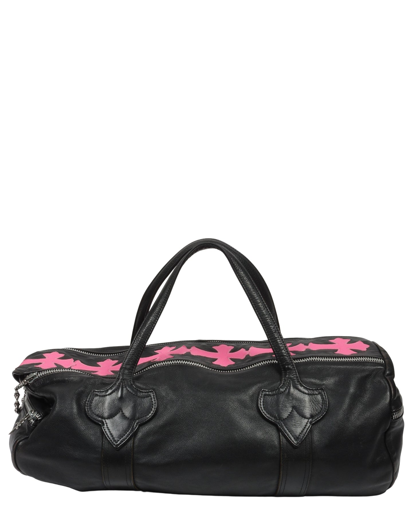 Leather Cross Patch Duffle Bag