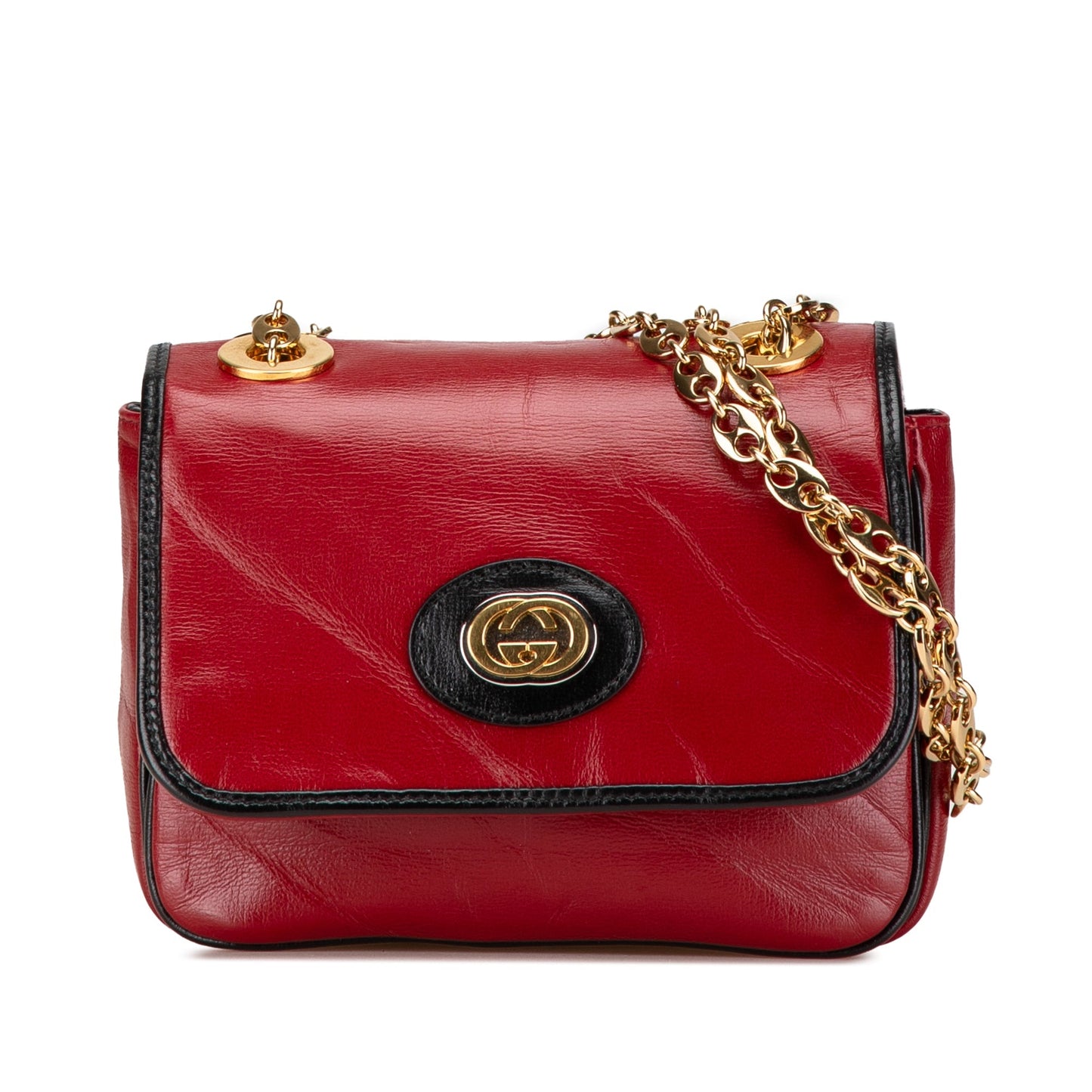 Gucci Mini Leather Marina Shoulder Bag Red