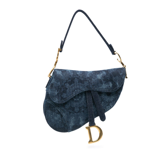 Dior Denim Tie Dye Saddle Bag Blue