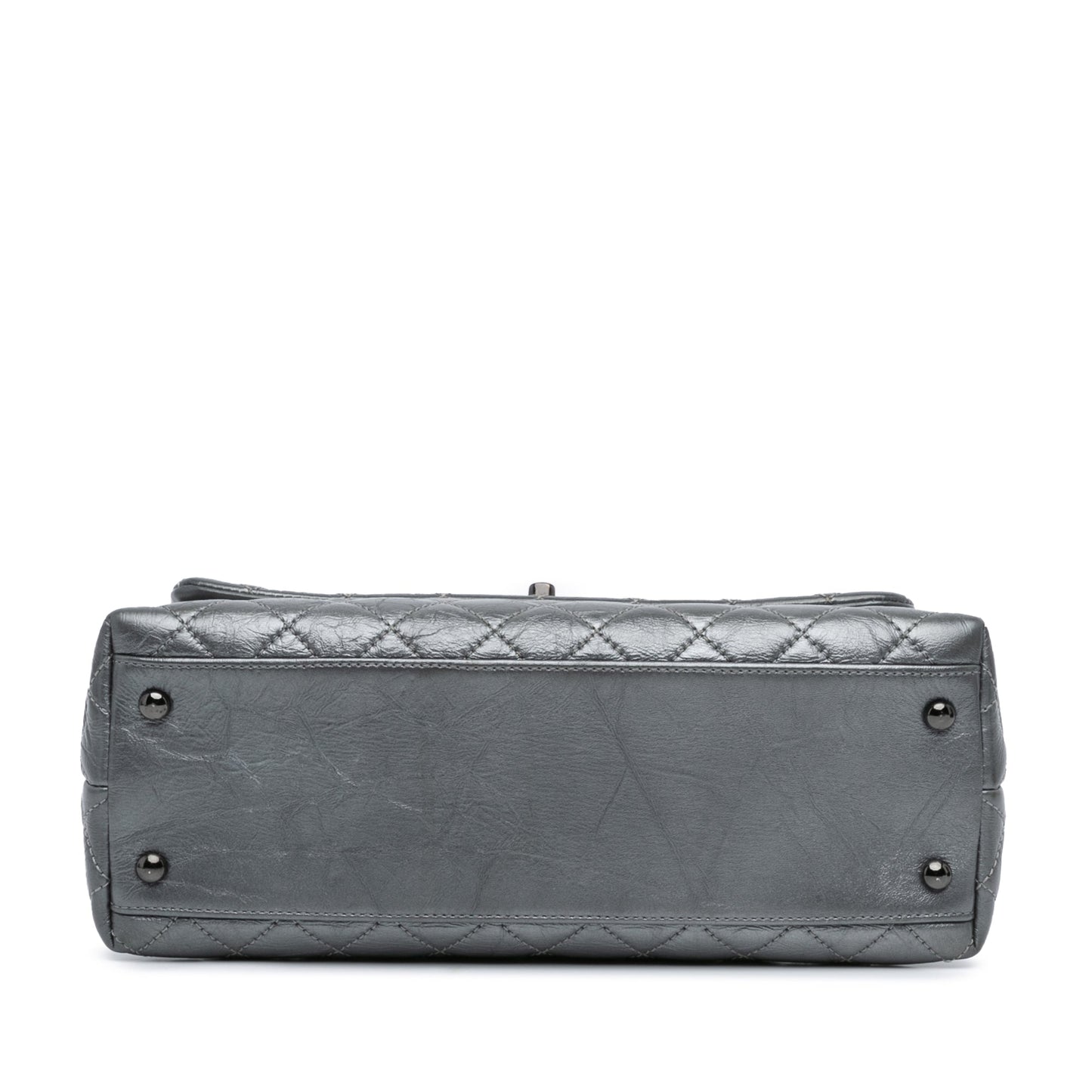 Chanel Small Quilted Aged Calfskin Coco Top Handle Bag Gray