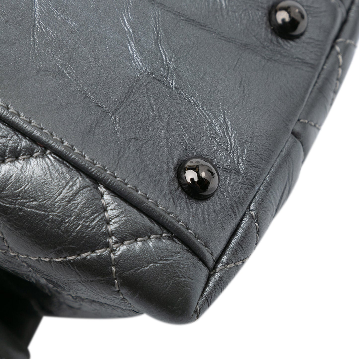 Chanel Small Quilted Aged Calfskin Coco Top Handle Bag Gray
