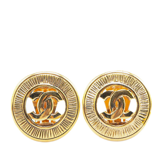 Chanel Gold Plated CC Clip On Earrings Gold