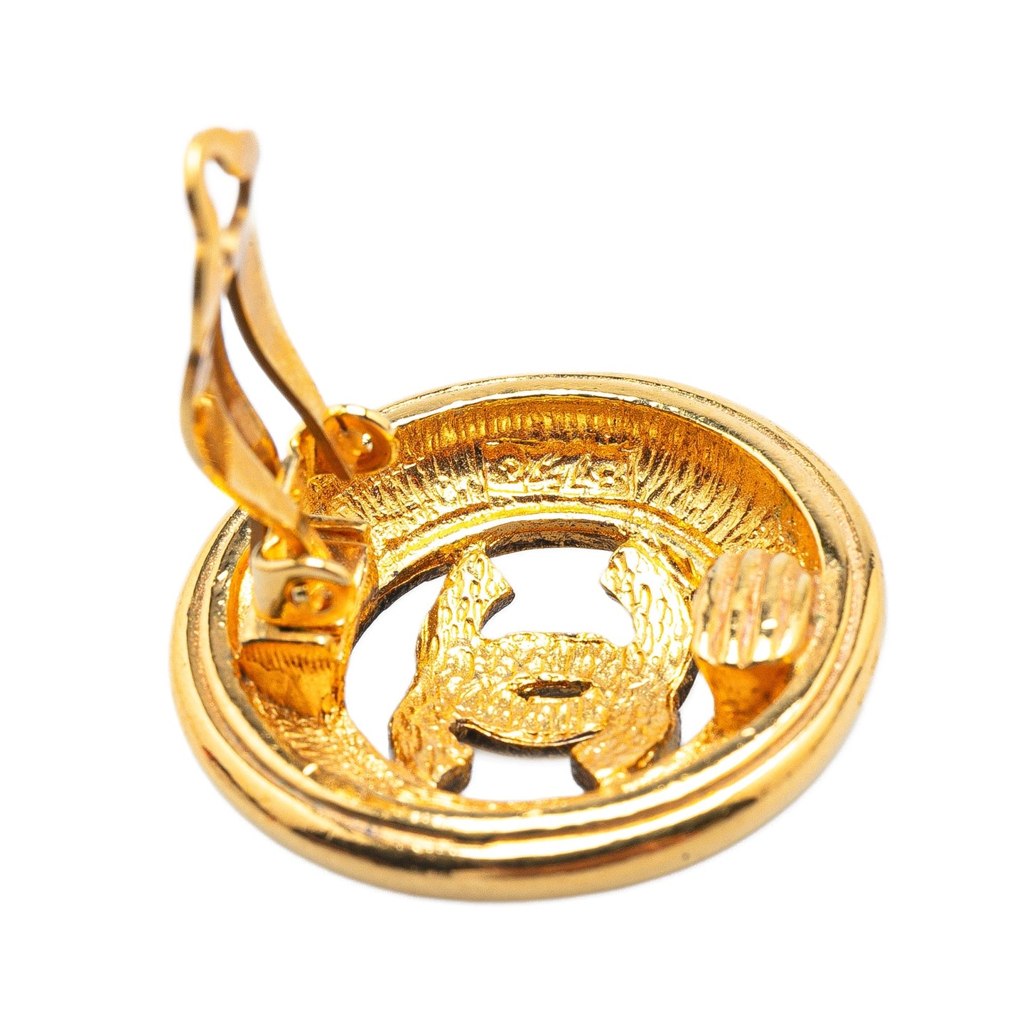 Chanel Gold Plated CC Clip On Earrings Gold