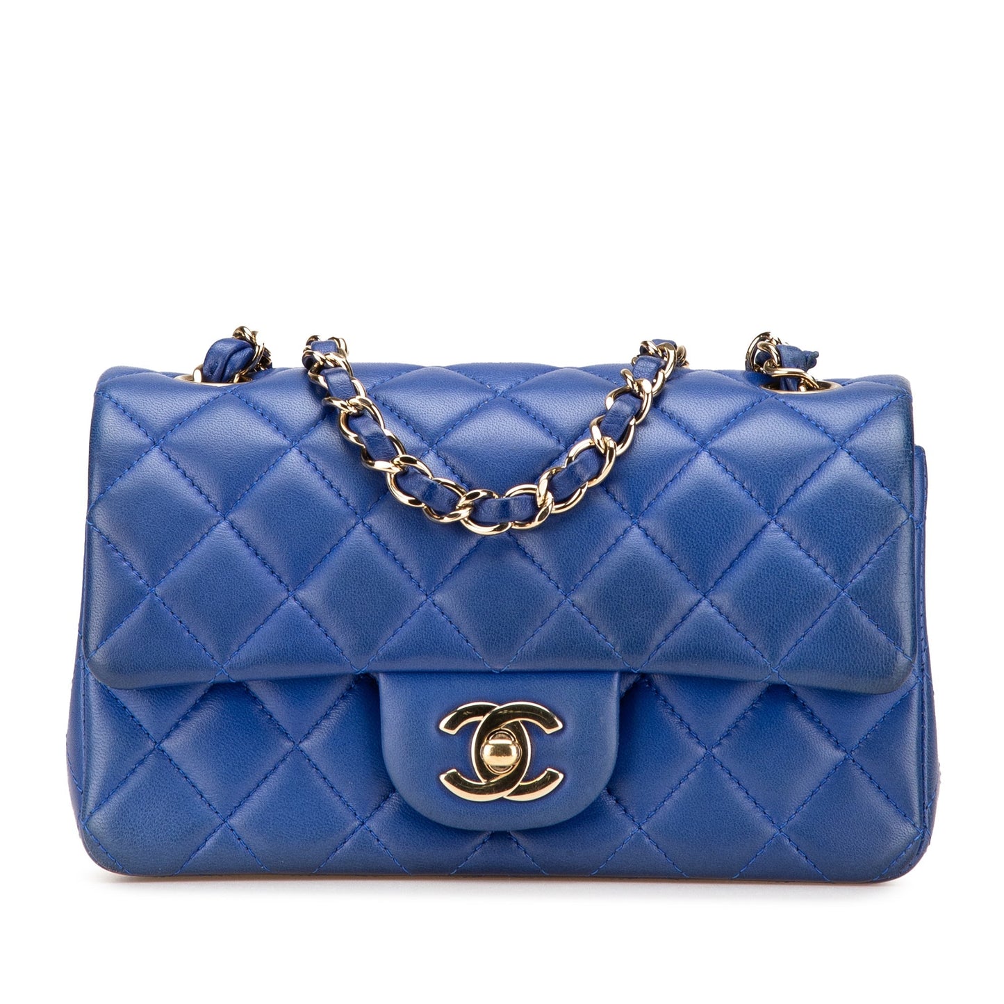 Chanel Mini Rectangular Classic Lambskin Single Flap Blue