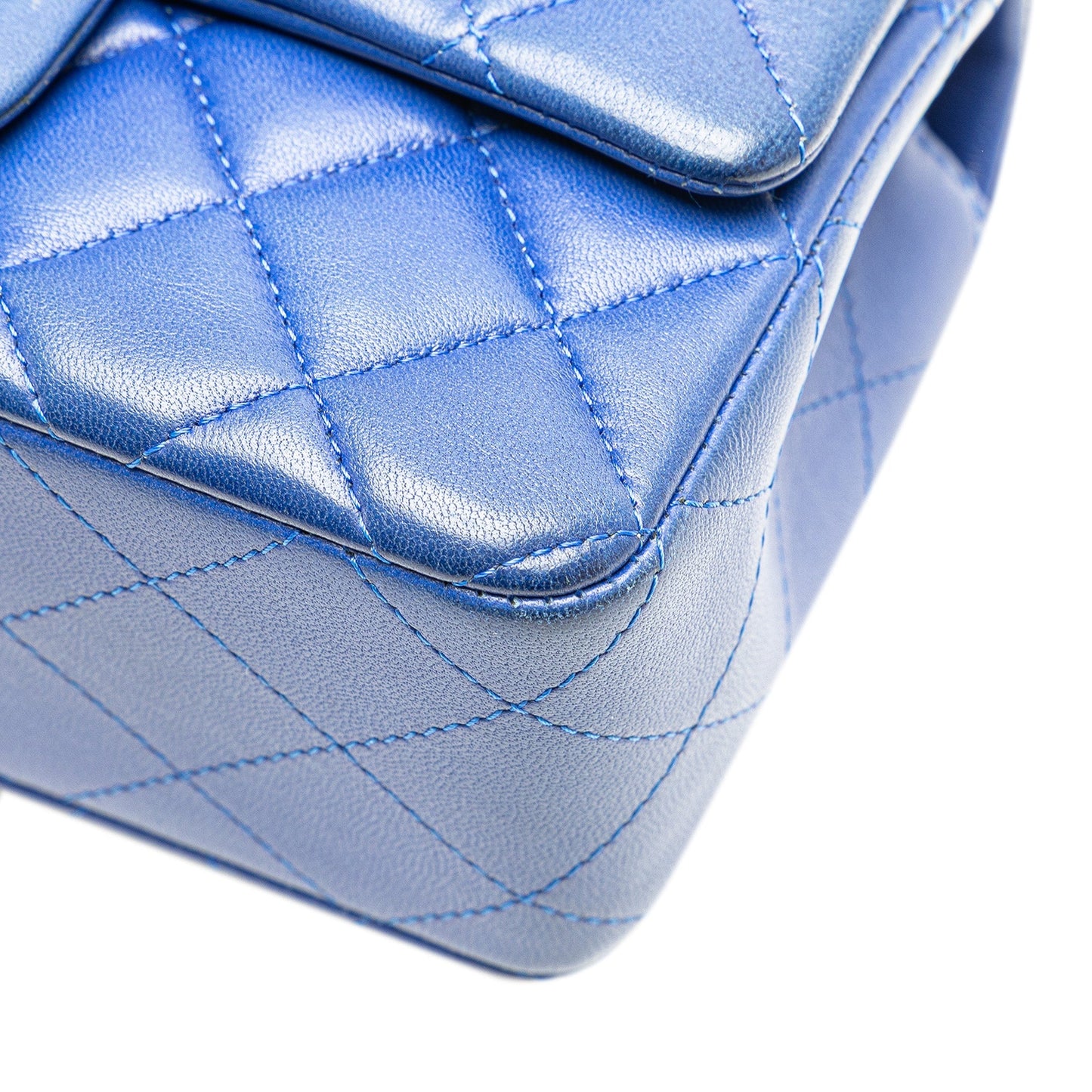 Chanel Mini Rectangular Classic Lambskin Single Flap Blue