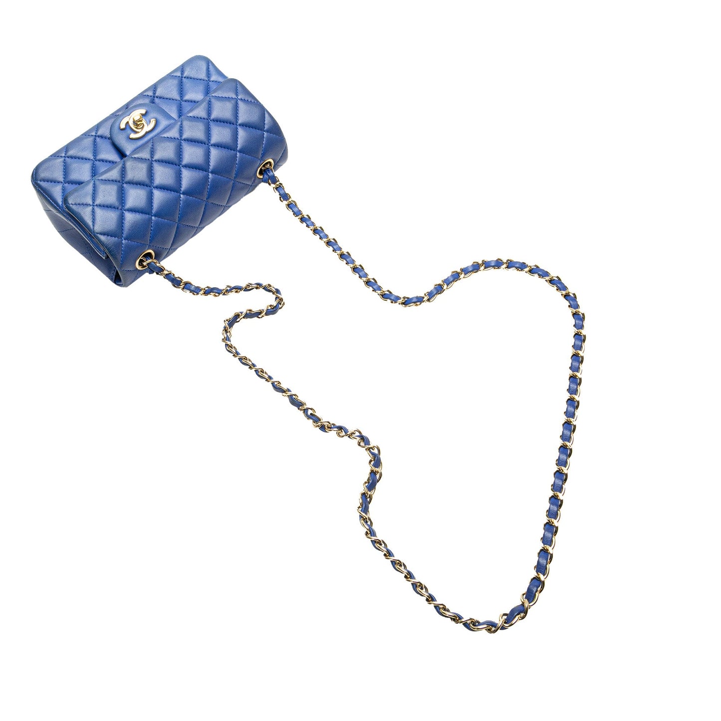 Chanel Mini Rectangular Classic Lambskin Single Flap Blue