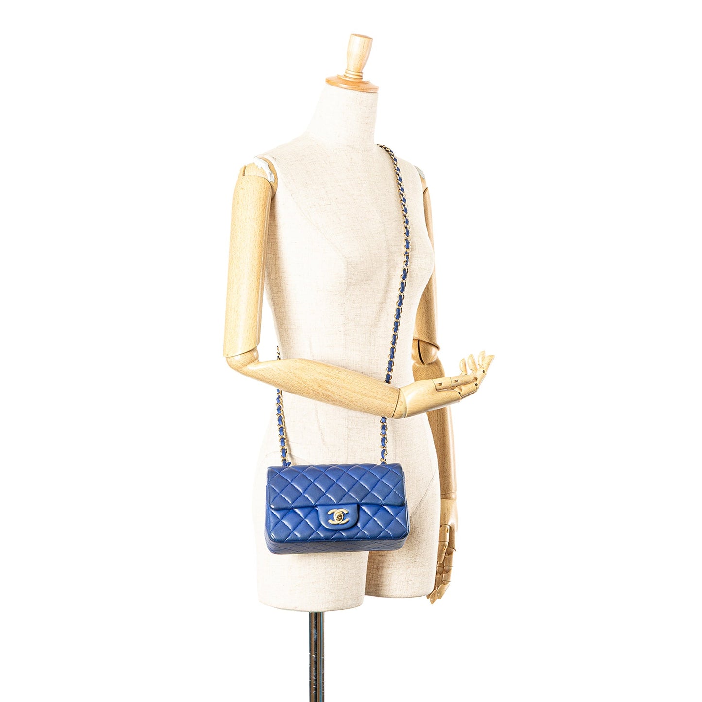 Chanel Mini Rectangular Classic Lambskin Single Flap Blue