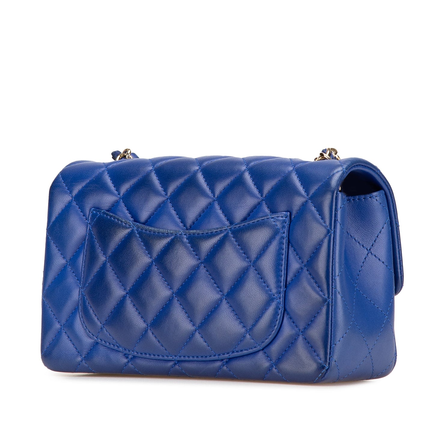 Chanel Mini Rectangular Classic Lambskin Single Flap Blue