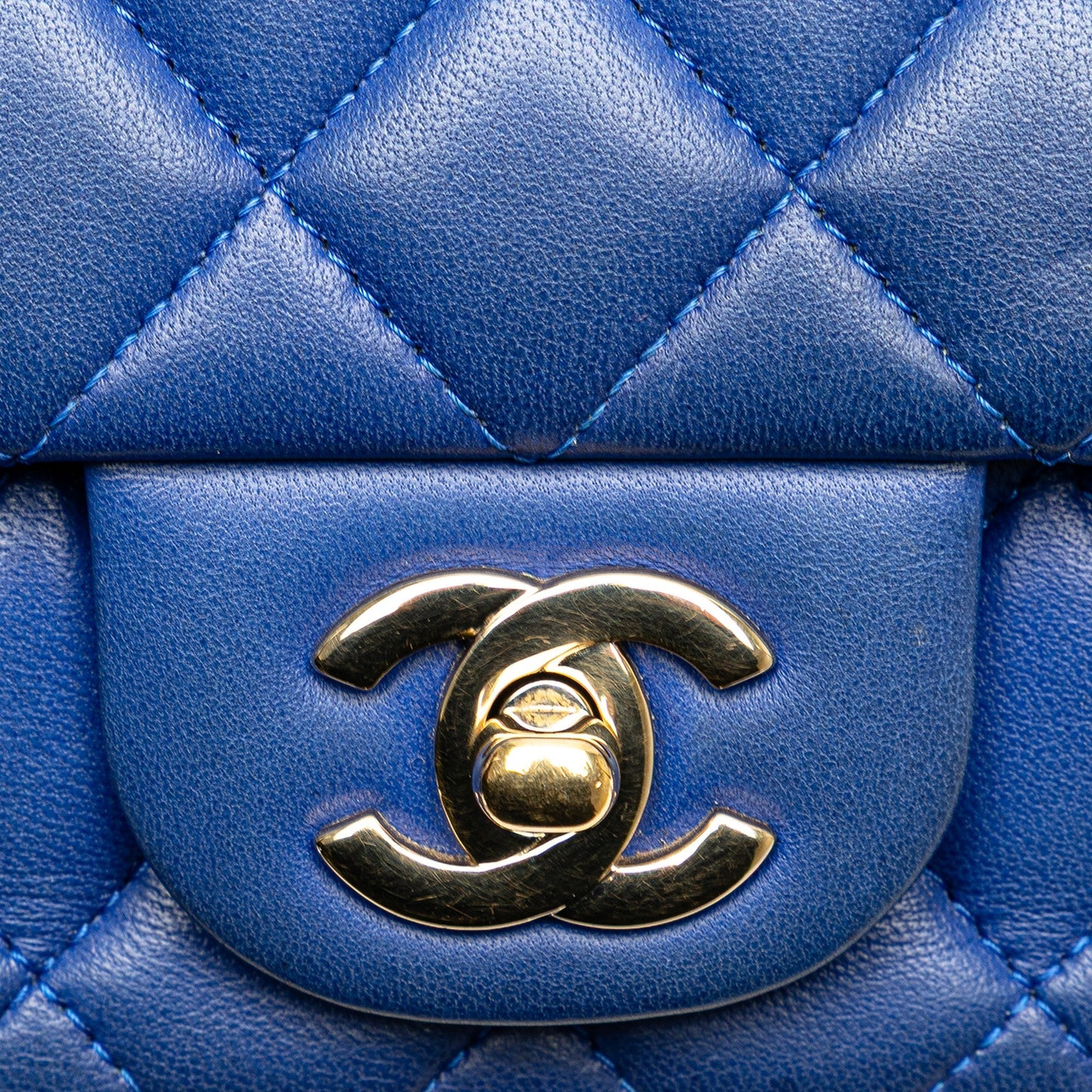 Chanel Mini Rectangular Classic Lambskin Single Flap Blue