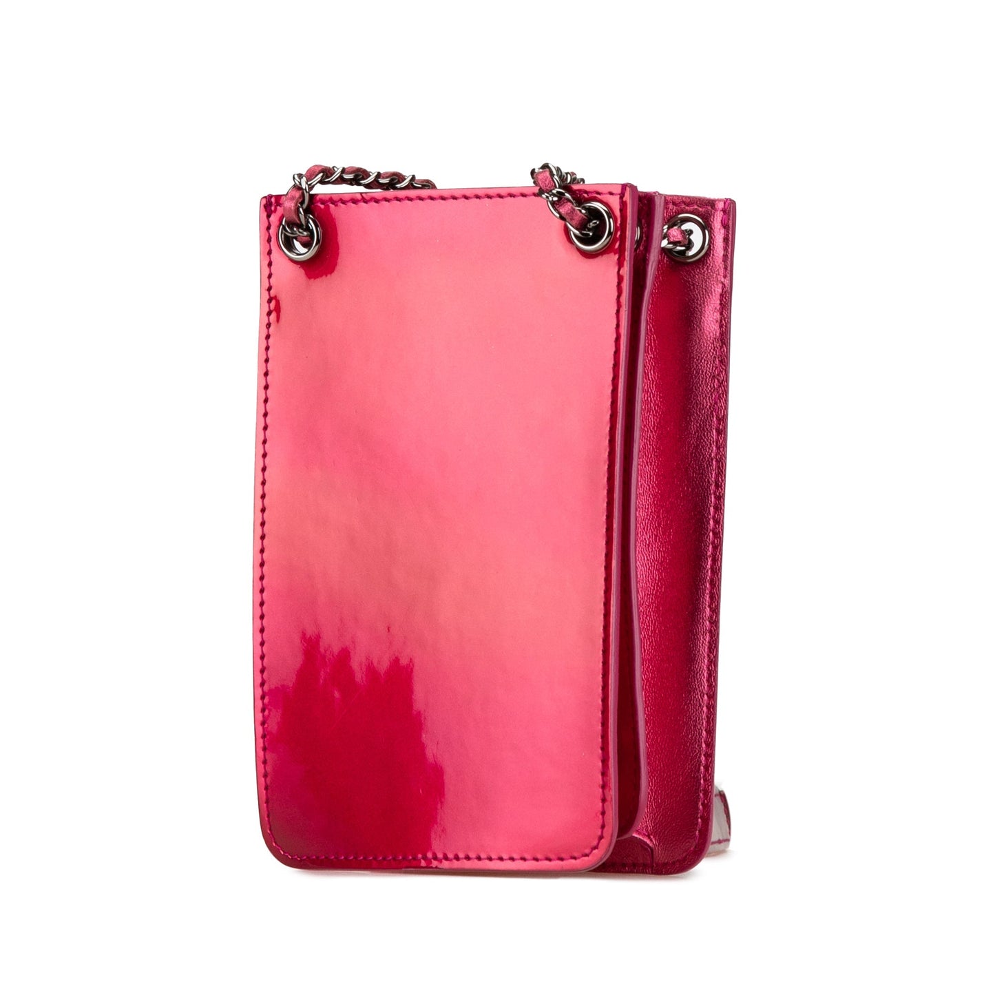 Chanel CC Patent Phone Holder Crossbody Pink