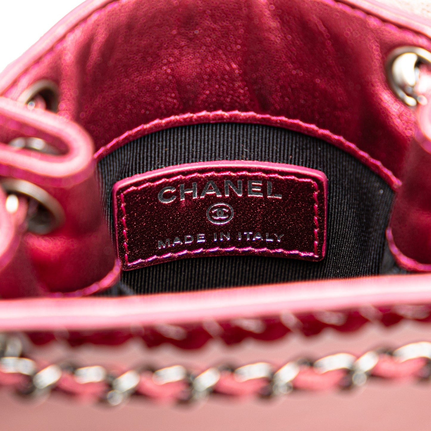Chanel CC Patent Phone Holder Crossbody Pink