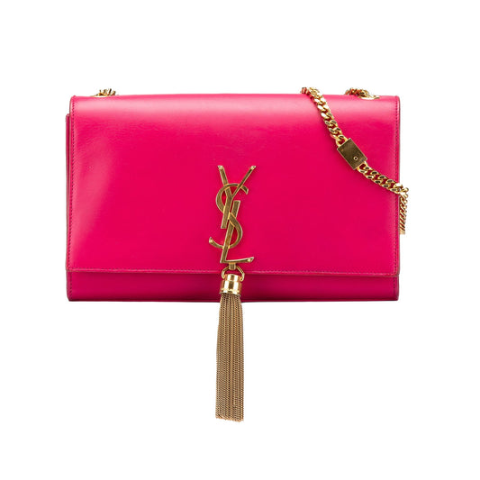 Saint Laurent Medium Smooth Calfskin Classic Monogram Kate Tassel Crossbody Pink