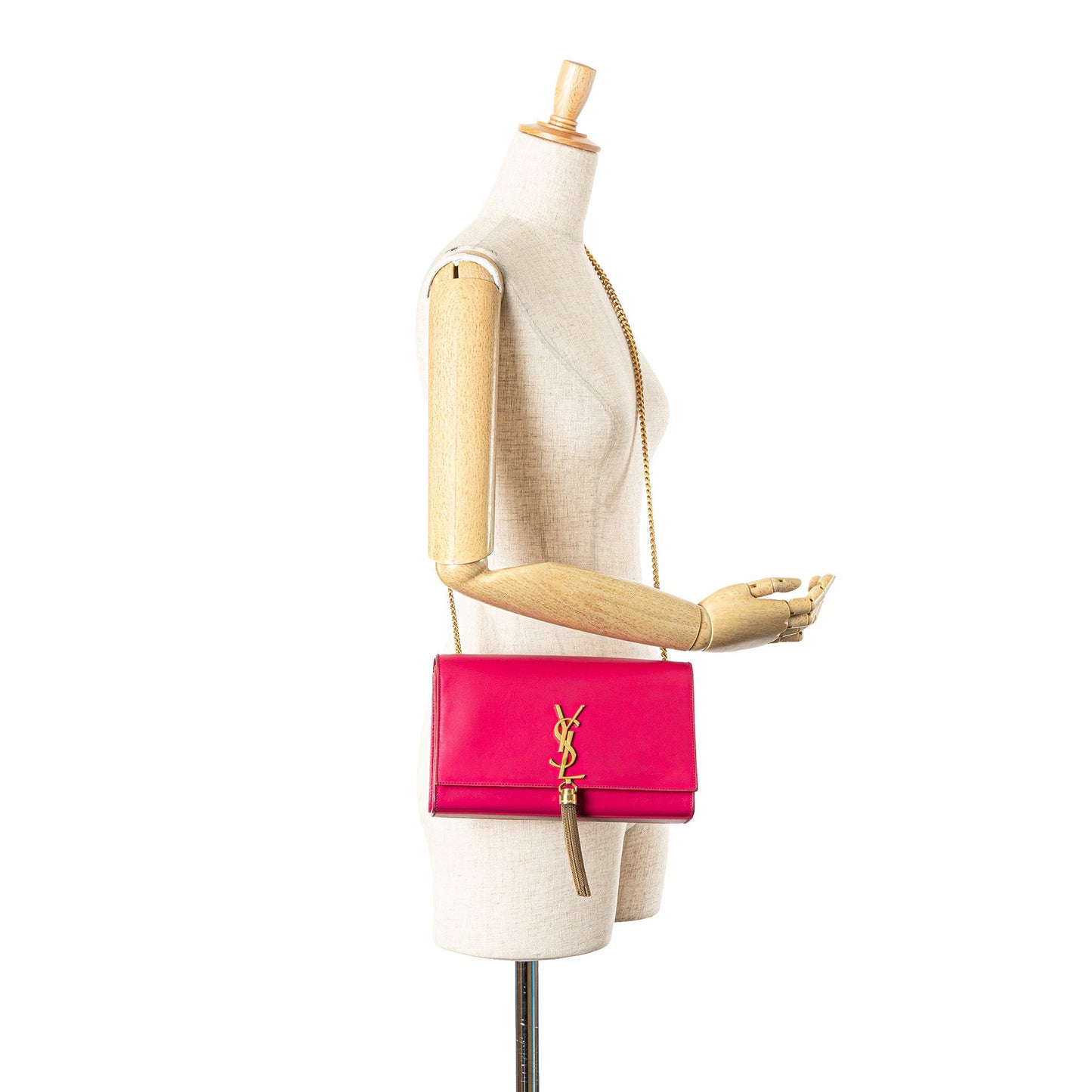 Saint Laurent Medium Smooth Calfskin Classic Monogram Kate Tassel Crossbody Pink