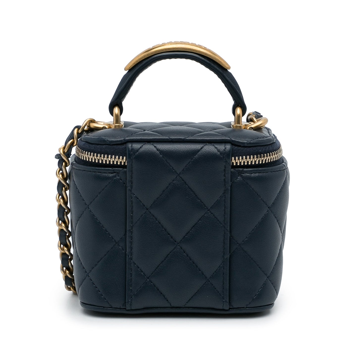 Chanel Small Lambskin Top Handle Vanity Bag Blue