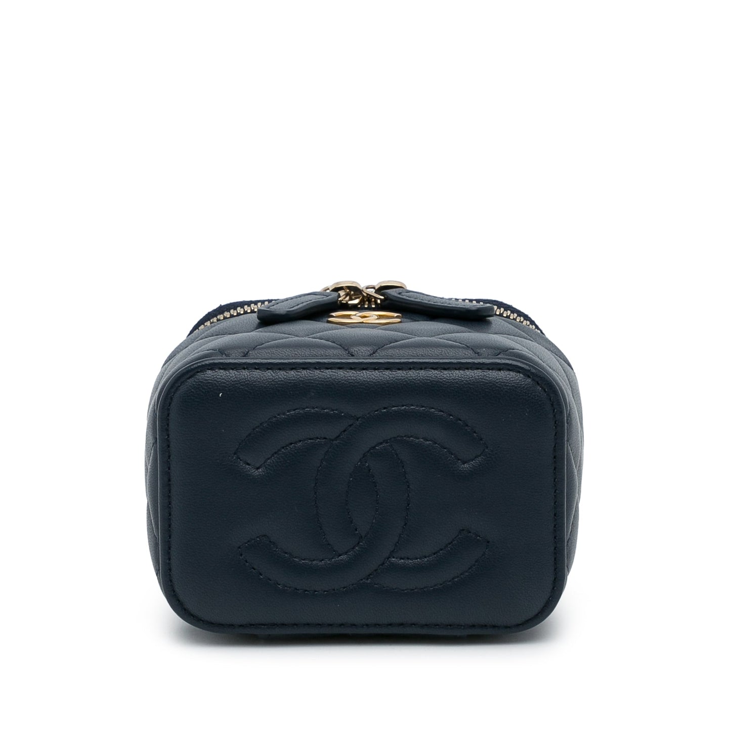 Chanel Small Lambskin Top Handle Vanity Bag Blue