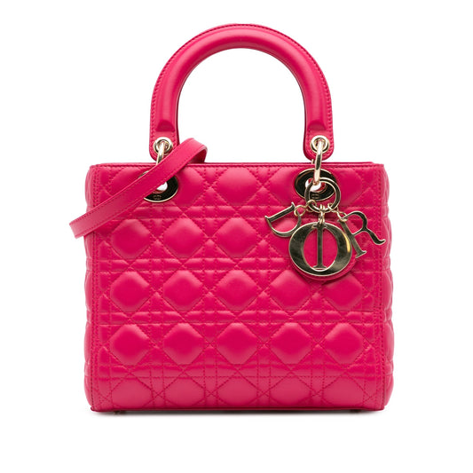 Dior Medium Lambskin Cannage Lady Dior Pink