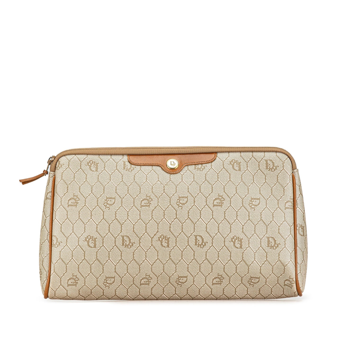 Dior Honeycomb Coated Canvas Clutch Brown