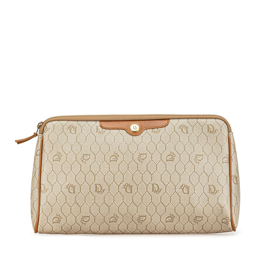 Dior Honeycomb Coated Canvas Clutch Brown