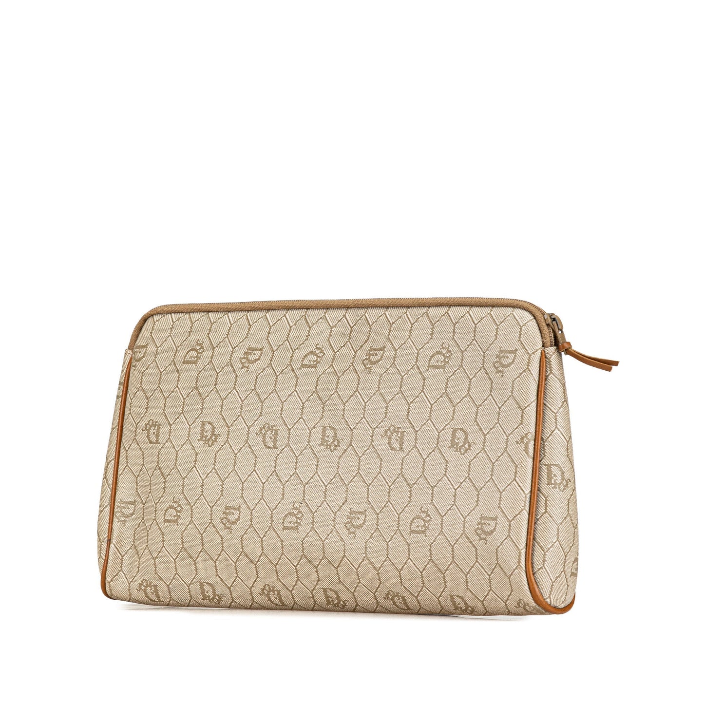 Dior Honeycomb Coated Canvas Clutch Brown