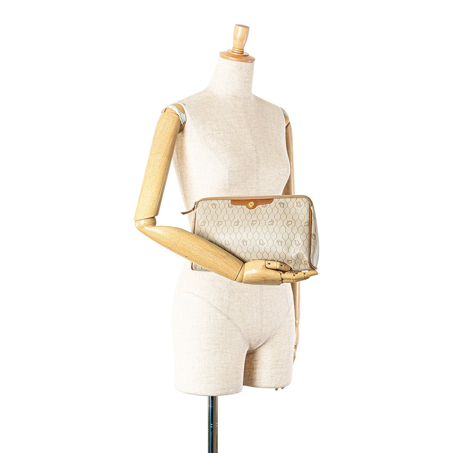 Dior Honeycomb Coated Canvas Clutch Brown